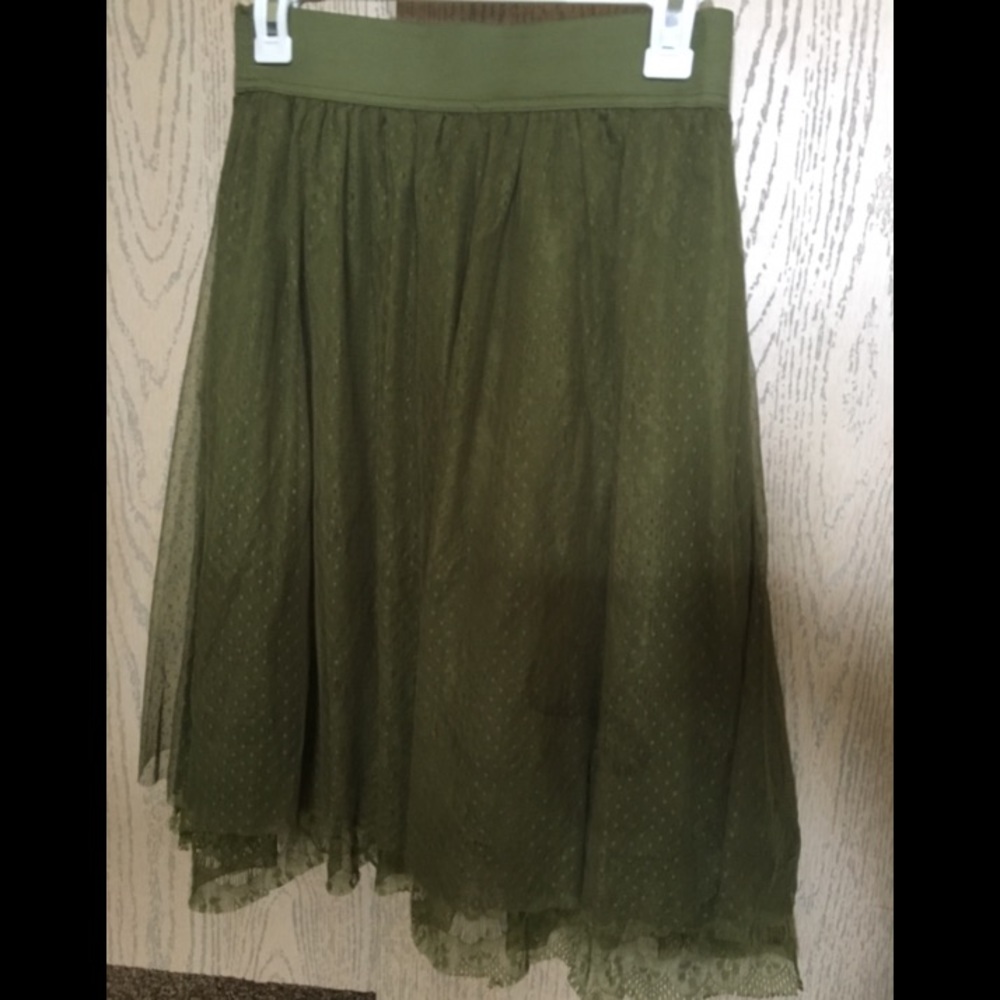 DownEast Olive Green Lace Skirt